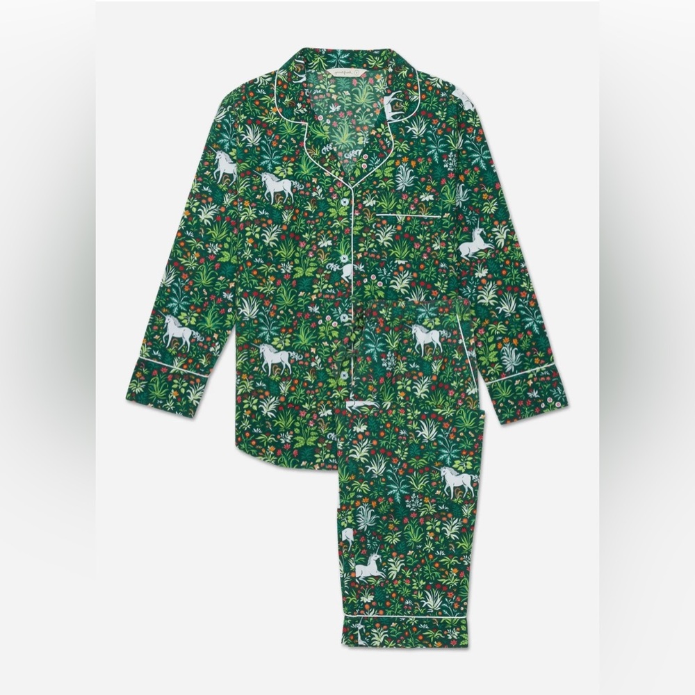 Printfresh Unicorn’s Garden Pajama Set in Juniper